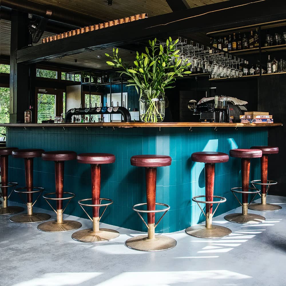 up market bar with concrete flooring